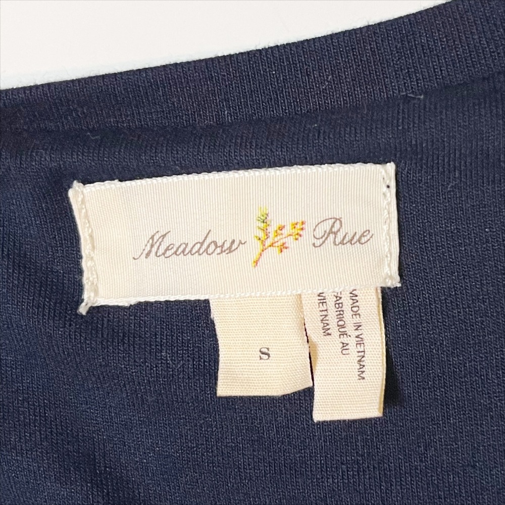 Anthropologie Meadow Rue Chignon Jersey Dress Small Navy Blue Twisted Pockets - Picture 7 of 9